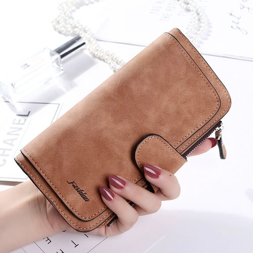 Длинный вместительный и большой бумажник, матовая универсальная сумка, кошелек, в корейском стиле