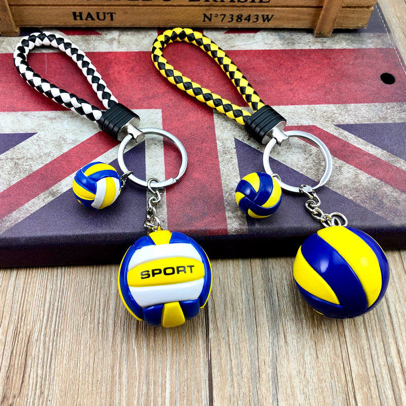 Creative Hard Mini Volleyball Model Woven Rope Key Buckle Chain Small Pendant Event Festival Gift Accessories-Taobao