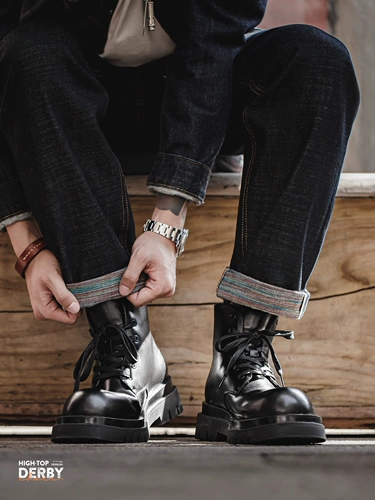 Обувь на платформе, туфли для пальцев на ноге для кожаной обуви, высокие рабочие короткие сапоги