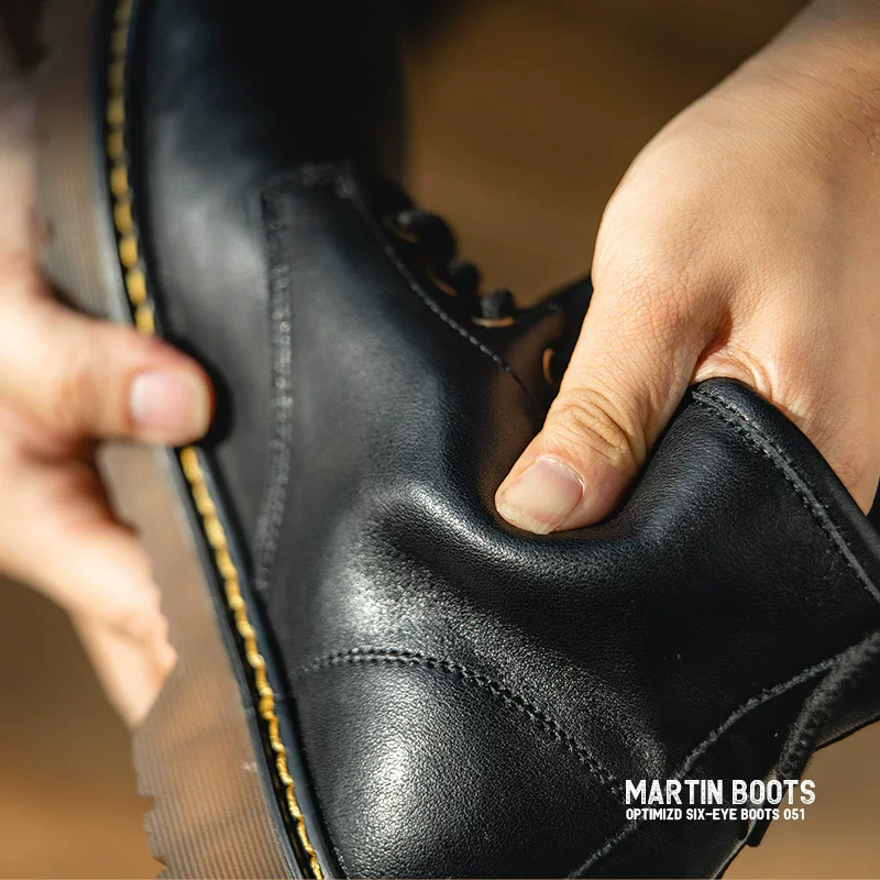 Мартенс, высокие ботинки в английском стиле, черные low-ботинки, до mid-calf, британский стиль, натуральная кожа