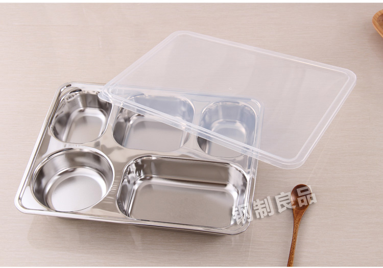 Làm dày và làm sâu tấm thép không gỉ tấm ăn nhẹ có nắp hộp ăn trưa của trẻ em hộp ăn trưa lớn căng tin nhà hàng ăn trưa hộp ăn trưa - Hộp cơm điện sưởi ấm cặp lông giữ nhiệt cắm điện
