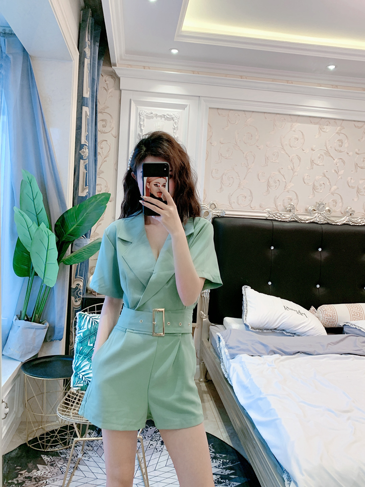 DABI 韓系西裝領休閒寬口高腰連身褲套裝短袖褲裝 RMXH6800.jpg