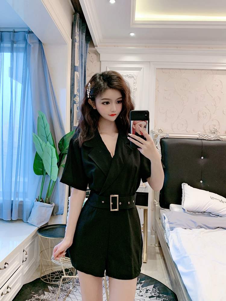 DABI 韓系西裝領休閒寬口高腰連身褲套裝短袖褲裝 HEHF9336.jpg