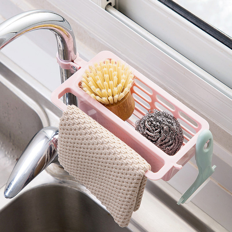 W sponge drain rack home kitchen free punch sink rag storage layer rack faucet rack tableware