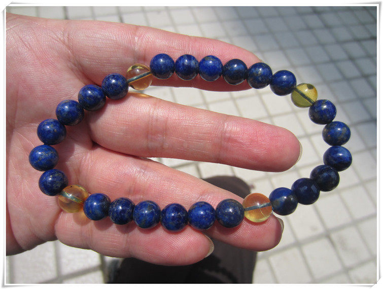 (Carefree Fairy) 24 Bronze Gold Stone 4 Mexico Blue Amber Bracelet