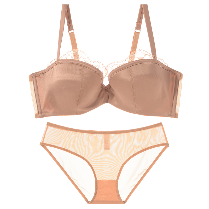 Skin Color [Suit]Girls' house sexy Smooth surface lesbian  Underwear ma'am skin colour Bras Thin There are steel rings Bra bra Big size
