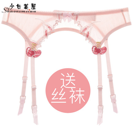 少女美屋性感全透明网纱超薄透视吊袜带女士情趣吊带袜刺绣粉色薄-tmall.com天猫