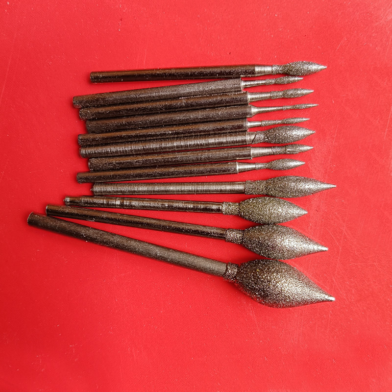 Jade carving tools Electroplated diamond emery grinding head J needle Jujube core needle Olive needle Jade jadeite grinding carving