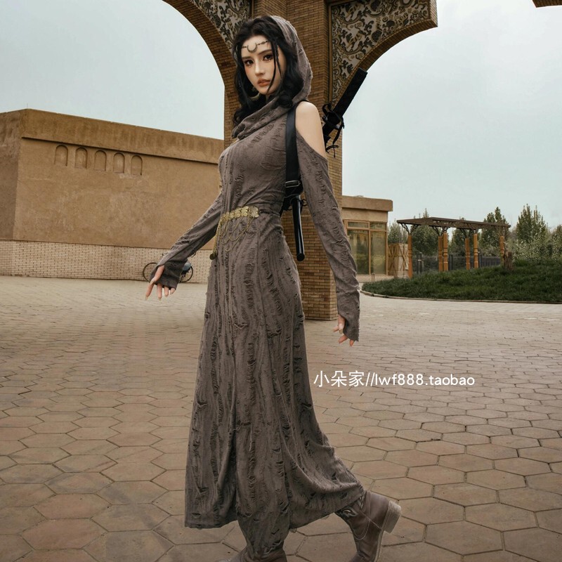 Xinjiang, Northwest China, Dunhuang Dune Wasteland Style Photo Shoot Dress, Egypt, Morocco, Turkey Travel Photo Long Dress