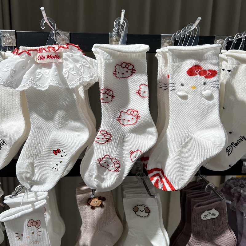 Ika Rabbit Spring and Summer New Children's Socks Pure Cotton Girls' Mid-Calf Socks Sanrio Kt Cat Baby Socks