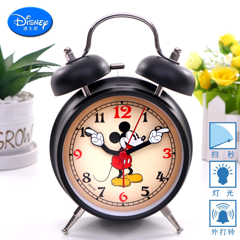 Student with Mickey creative metal loud child cute Jane about bedroom headboard mute alarm clock night light small alarm clock