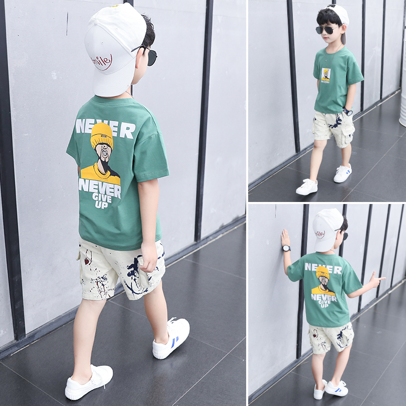 Children's clothing boys summer suit 2021 new children's net red thin section of the big boy boys summer handsome clothes trend