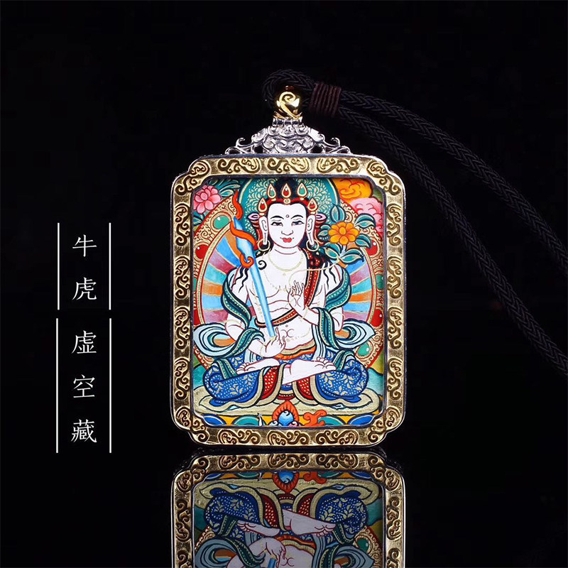 Tibetan thangka pure mineral pigment hand-painted portable boutique thangka gawu box pendant