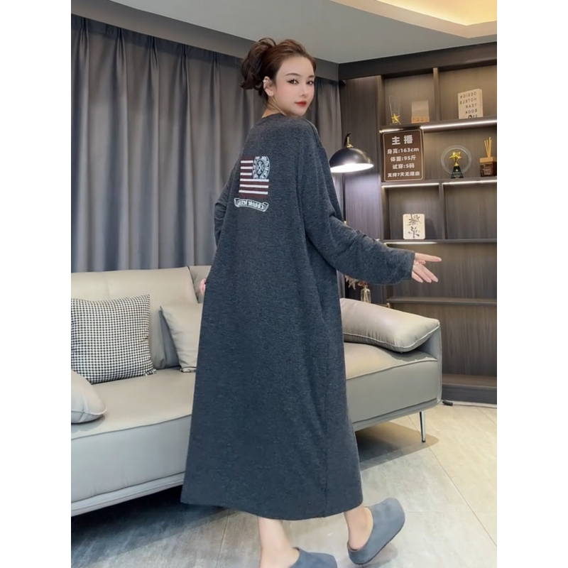 European Goods 2026 Autumn New Fashionable Sanskrit Print Long-Sleeved Dress for Women, Relaxed, Lazy, Loose, Slimming Long Dress European Goods 2026 Autumn New Fashionable Sanskrit Print Long-Sleeved Dress for Women, Relaxed, Lazy, Loose, Slimming Long Dress