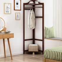 Put clothes shelf simple hanging hanger solid wood home bedroom corner European shelf landing corner coat rack