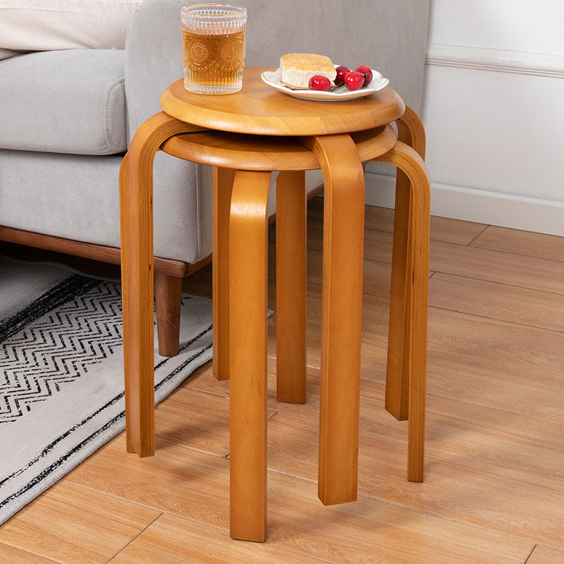 Solid wood round stool home dining stool small bench creative dining table stool stackable wooden stool simple solid wood low stool