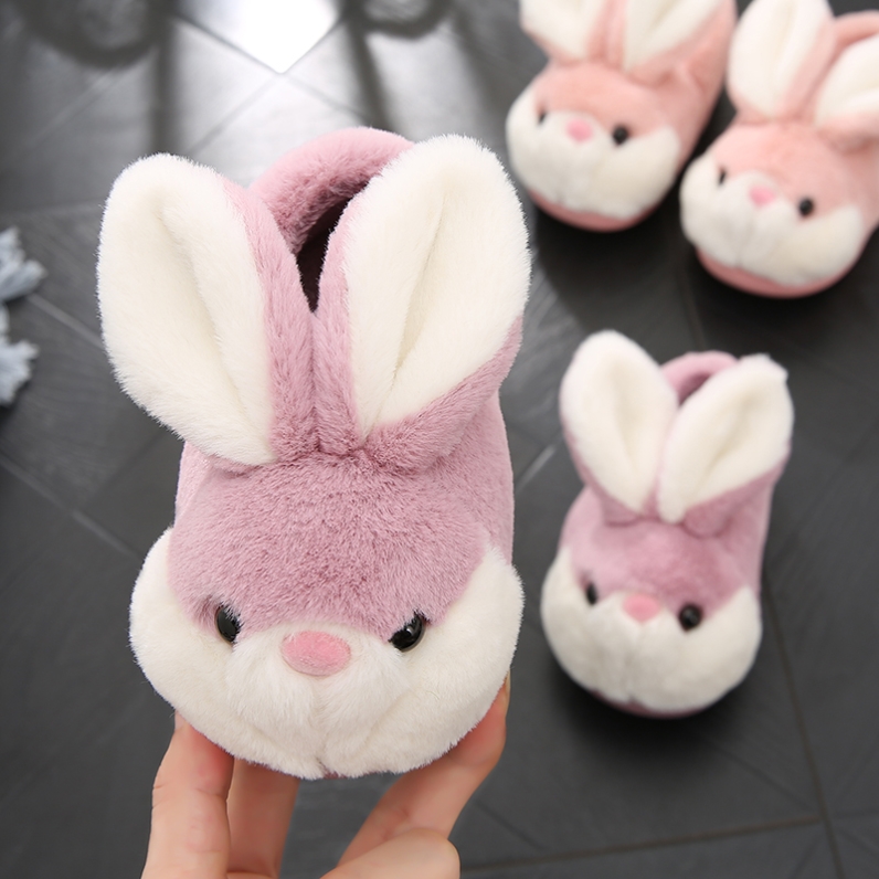 Slippers Whole Family Three Children Cotton Slippers Cute Bag Heel Girl 3 Year Old 2 Autumn Winter Indoor Non-slip Male Baby Cotton Shoes