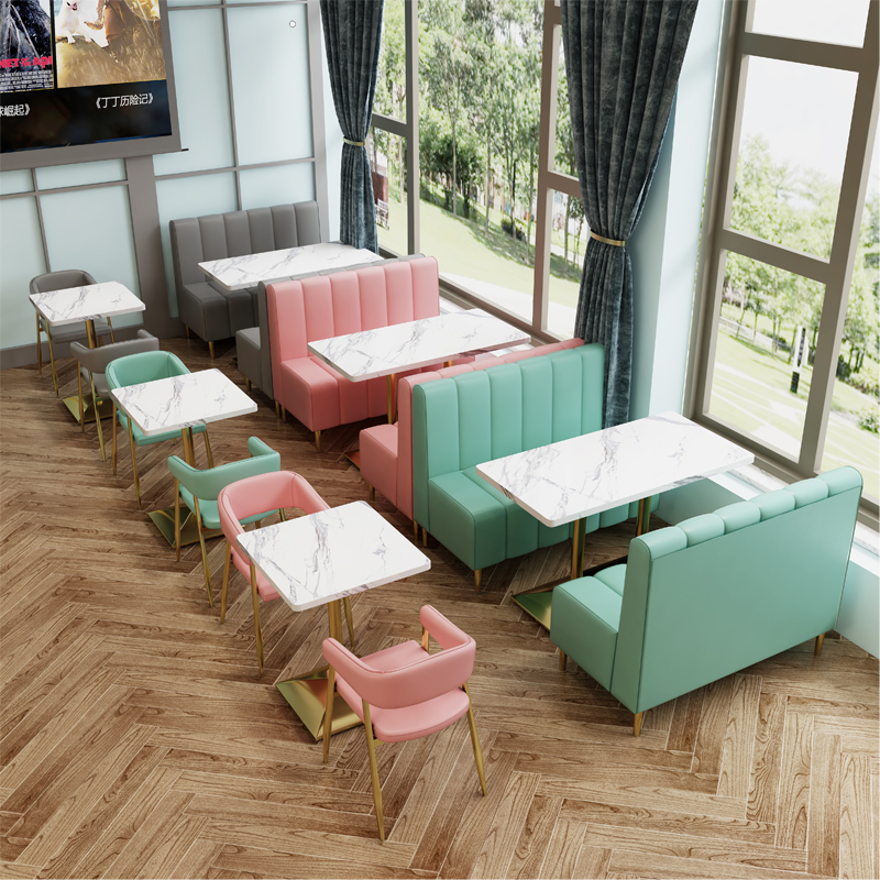Net Red Milk Tea Shop Table And Chairs Fresh Burger Shop Minima Dessert Small Eating Shop Leaning Against Wall Cassetto Sofa Table And Chairs Combination