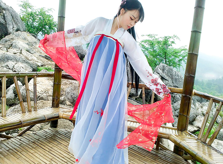 汉服古风古装中国风cos道具欧更纱绣花披帛披肩