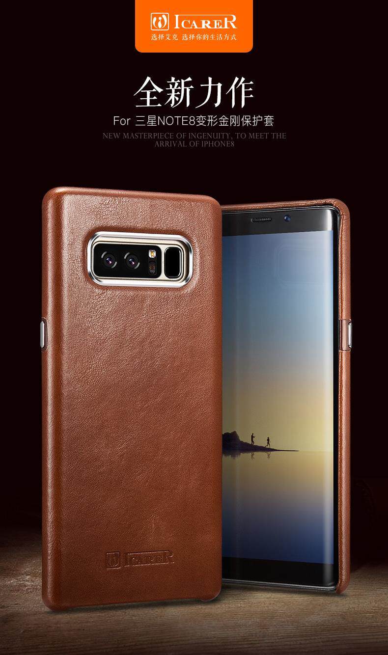 iCarer Transformers Vintage Handmade Genuine Cowhide Leather Back Cover Case for Samsung Galaxy Note 8