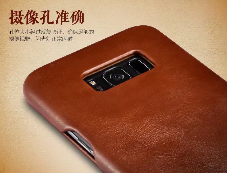 iCarer Curved Edge Vintage Series Side Open Handmade Genuine Cowhide Leather Case Cover for Samsung Galaxy S8 Plus & Galaxy S8