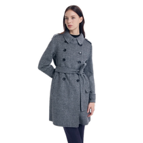 PORTS Womens Clothing 2024 Autumn New Elegant Lady Long-Sleeved Commuting Slim Lace-up Wool Coat for Women
