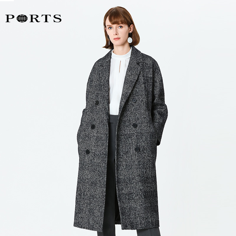 PORTS Ppose women's dress Inron wind jacket with long version of classic gedolor wool