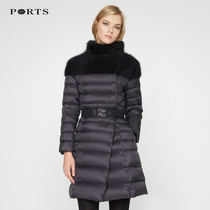 PORTS Po womens autumn and winter warm long hair collar stitching down jacket waist LV9U015DZN006