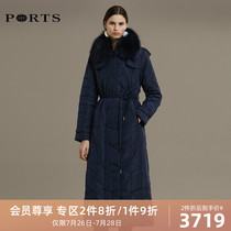 PORTS Baozi womens simple fox hair collar girdle long cotton suit LA9U006GZP013