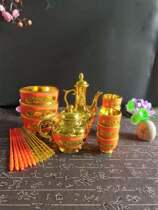 God worship Buddha plastic wine bottle bottle water cup tea cup teapot teapot chopsticks sacrificial cup supplies Buddha equipment