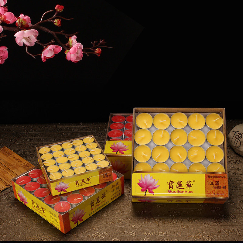 Ghee lamp for the Buddha lamp Home 1 2 3 4 hours 100 Grain Buddha front for the lamp Changming light incense candle Suoil lamp