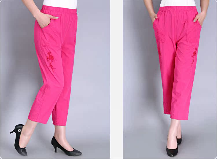 Phụ nữ trung niên 9 điểm thường xuyên quần cotton thun thun xuân hè - Quần áo của mẹ áo nữ trung niên