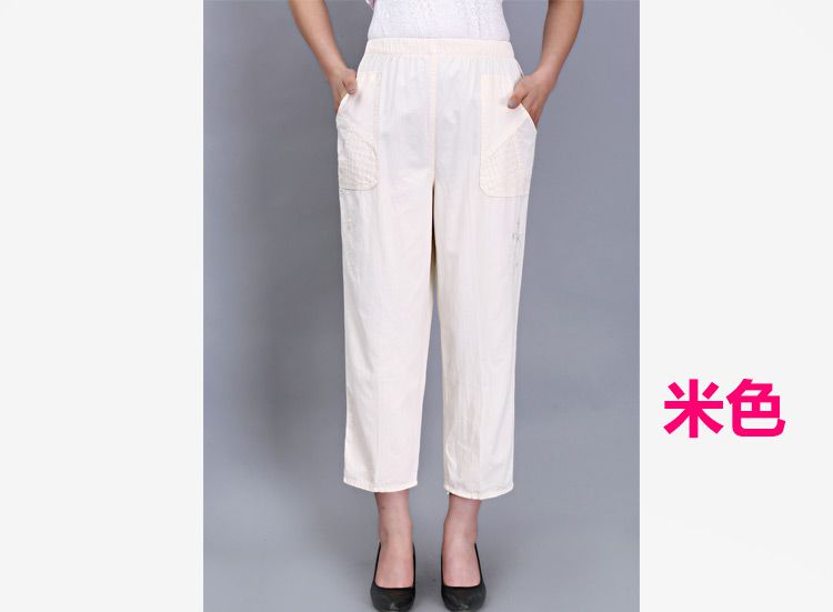 Phụ nữ trung niên 9 điểm thường xuyên quần cotton thun thun xuân hè - Quần áo của mẹ áo nữ trung niên