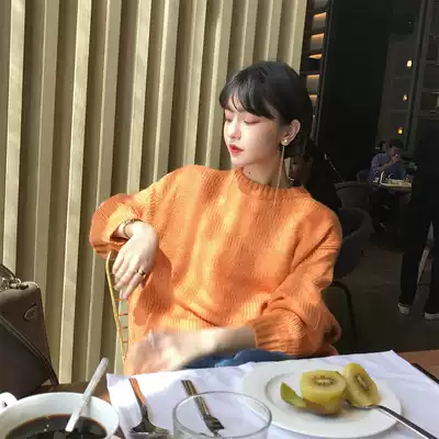 Wine afternoon lazy sweater women 2020 Autumn new round neck loose bf retro harbor flavor chic Harajuku top