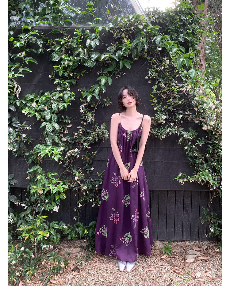 KELIFAN Floral Bird Embroidered Relaxed Cami Dress