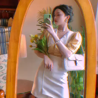 Wine afternoon irregular skirt women thin 2021 summer new thin ins retro anti-light high waist a skirt