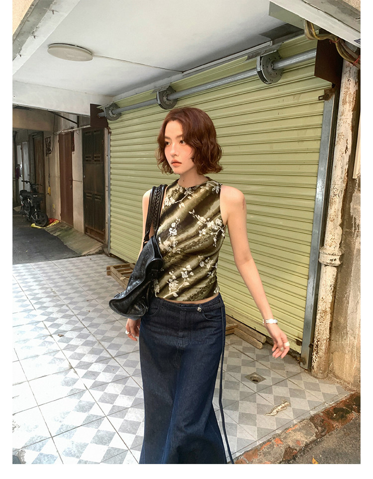 KELIFAN Floral Print Cropped Tank Top