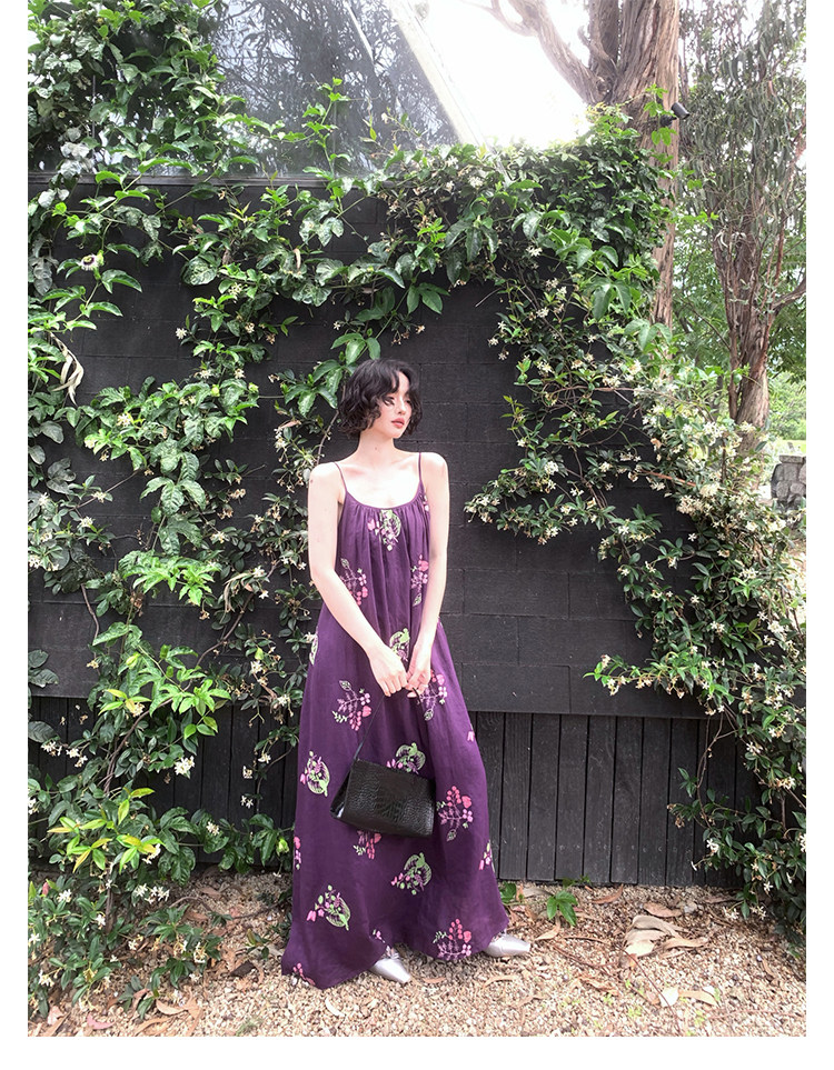 KELIFAN Floral Bird Embroidered Relaxed Cami Dress