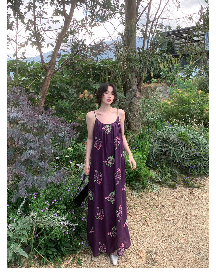 KELIFAN Floral Bird Embroidered Relaxed Cami Dress