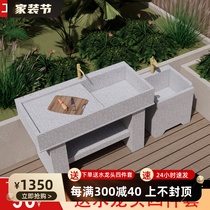 Marble Laundry Pool Integrated Terrace Basin Rural Home Balcony Handwashing Pool With Washboard Outdoor Patio Sink