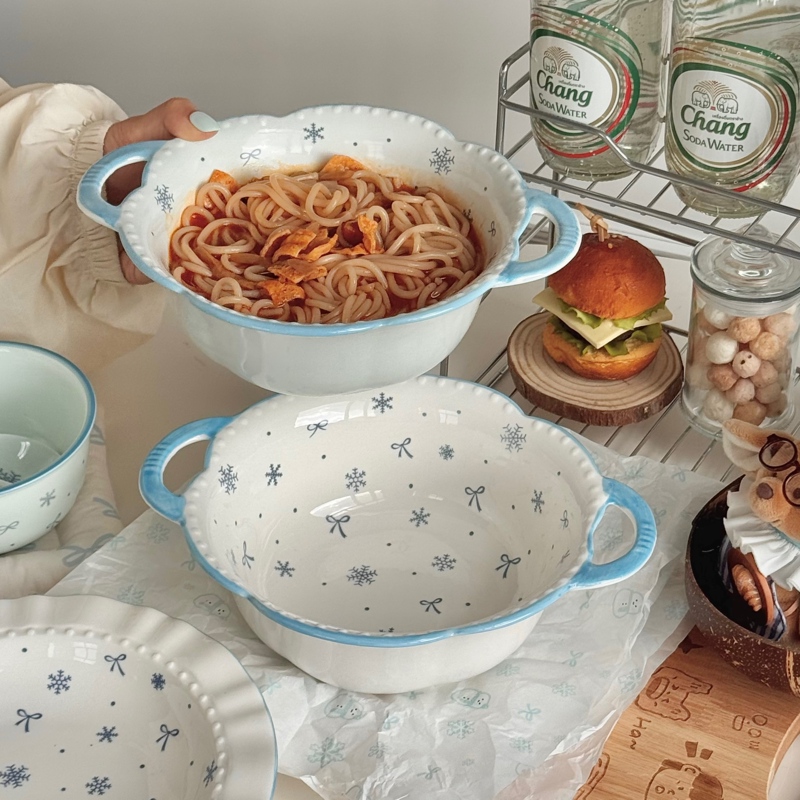 Chuxue Double-Eared Soup Bowl Large Household 2026 New Model Ceramic Instant Noodle Bowl Large Capacity Bowl Soup Basin Snail Noodle Bowl