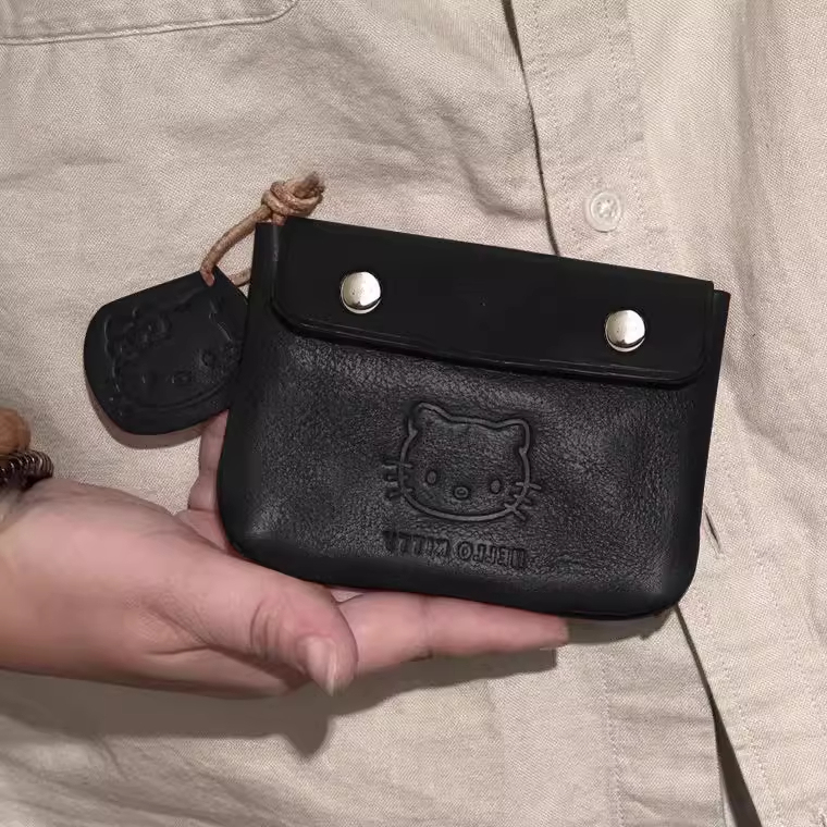 Handmade Vintage Leather Coin Purse for Women, Cute Mini Portable Earphone, Key, Id, and Card Holder