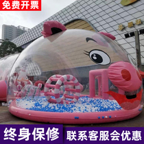 Inflatable powder cute pig paradise Pig Island Crystal Palace outdoor large million ocean ball pool slide childrens toys
