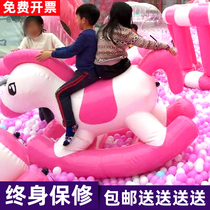 Fun Games Props Childrens Inflatable Rocking Horse Riding A Million Ocean Ball Pool Playground Toys