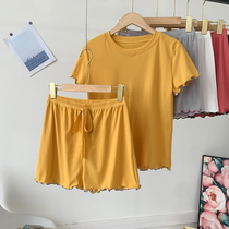 Ice silk short sleeve home clothing womens casual suit summer thin Korean shorts wear pajamas