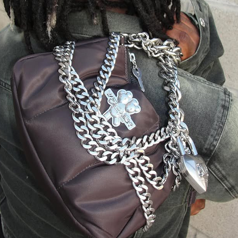 Heaven European and American Trendy Personality 25Ss New Y2K Chain Shoulder Crossbody Bag Heavy-Duty Unisex Bag