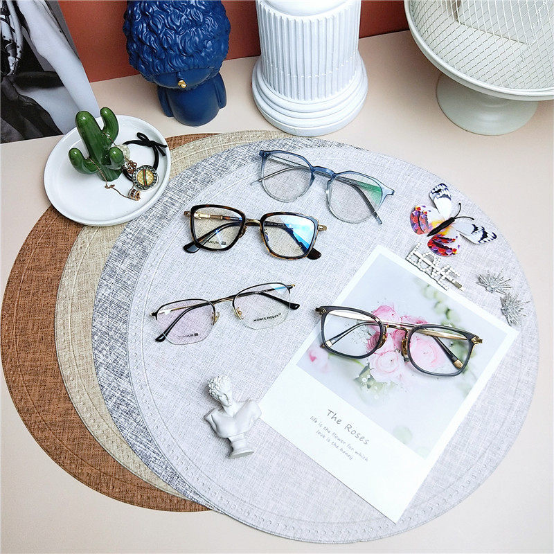 Glasses Shop Counter Shop Counter Shop Window Decoration Display Rack Round PU Imitation Mat Photo Photography Show Lining Cloth Hem