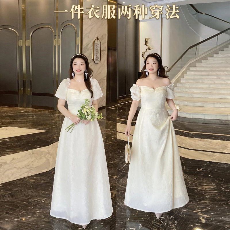 Plus Size Bridesmaid Dresses for Chubby Women 100kg Bridesmaid Group Adult Ceremony French Style Slimming Engagement Registration Exam Fashion Dress Plus Size Bridesmaid Dresses for Chubby Women 100kg Bridesmaid Group Adult Ceremony French Style Slimming Engagement Registration Exam Fashion Dress