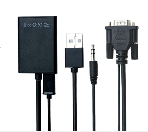 VGA to HDMI wire with audio with USB Portable PC to TV projection video converter HD connection