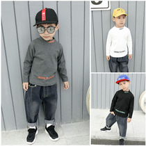 Autumn boy plus velvet base shirt cotton t spring and autumn childrens inner coat baby boy autumn T-shirt childrens clothing